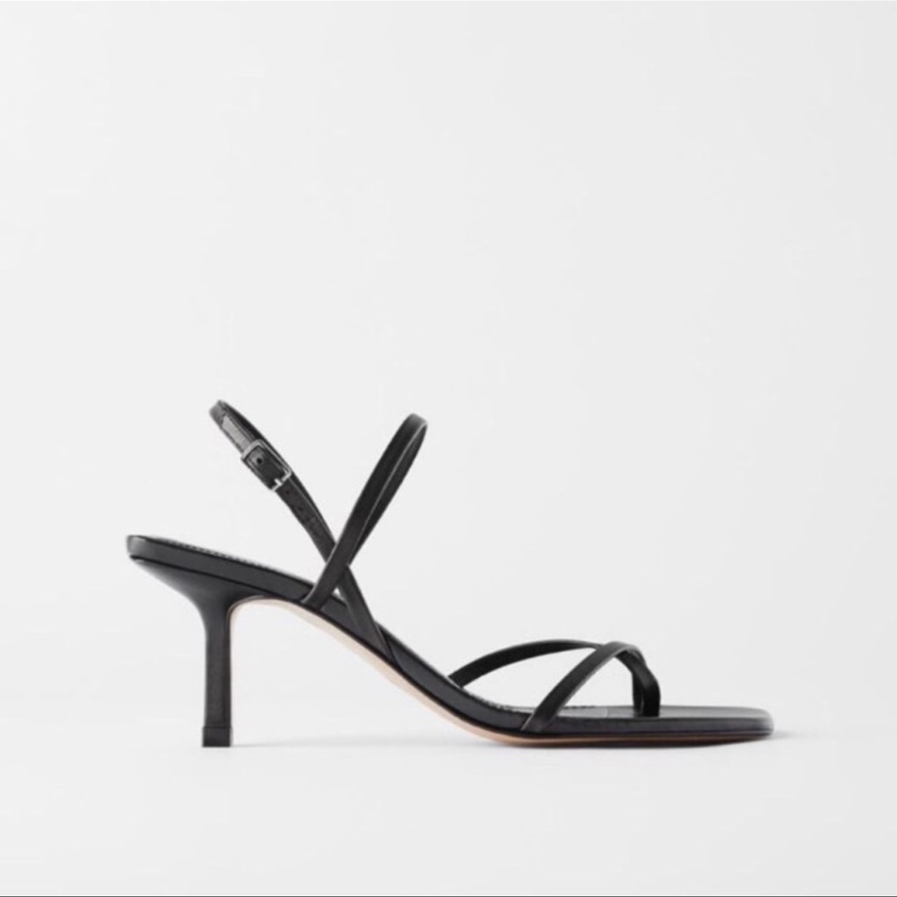 Zara strappy black heeled sandals New Size 38